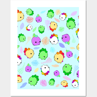 Chubby Dinos Pattern Posters and Art